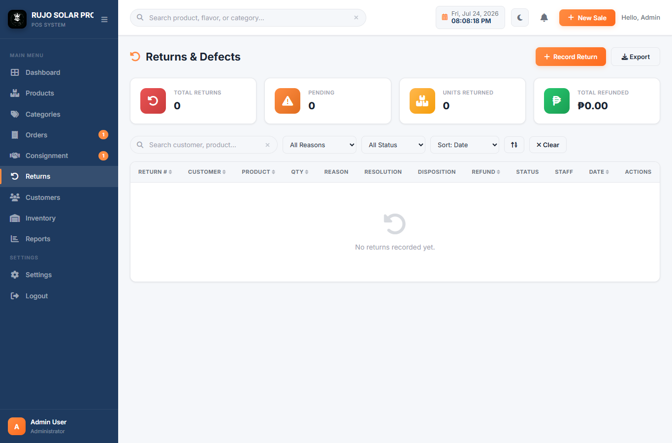 Returns module